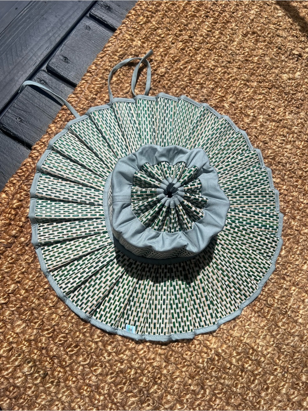 Lorna Murray Women's Teal-Trim Pleated Raffia Sun Hat - Picture 5 of 6